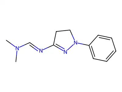 N,N-dimethyl-N'-(1-phenyl-4,5-dihydro-1H-pyrazol-3-yl)imidoformamide structure