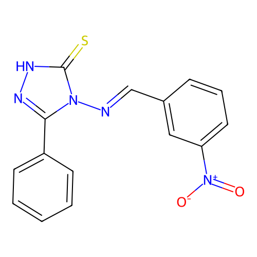4-{[(E)-(3-nitrophenyl)methylidene]amino}-5-phenyl-4H-1,2,4-triazole-3-thiol structure
