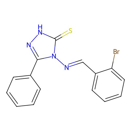 4-{[(E)-(2-bromophenyl)methylidene]amino}-5-phenyl-4H-1,2,4-triazole-3-thiol structure