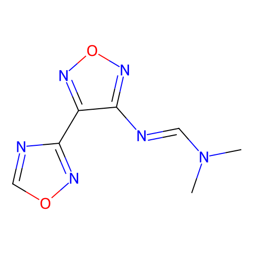 N,N-dimethyl-N'-[4-(1,2,4-oxadiazol-3-yl)-1,2,5-oxadiazol-3-yl]imidoformamide structure