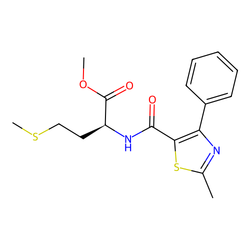 (S)-methyl 2-(2-methyl-4-phenylthiazole-5-carboxamido)-4-(methylthio)butanoate structure