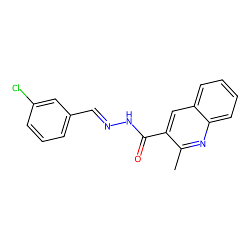 N'-(3-chlorobenzylidene)-2-methyl-3-quinolinecarbohydrazide structure