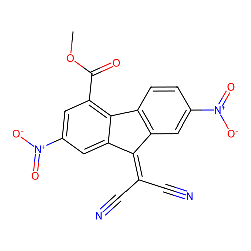 Methyl 9-(dicyanomethylene)-2,7-dinitrofluorene-4-carboxylate structure