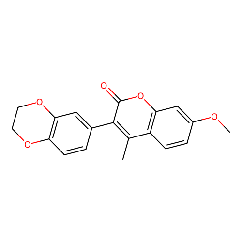 3-(2,3-dihydrobenzo[b][1,4]dioxin-6-yl)-7-methoxy-4-methyl-2H-chromen-2-one structure