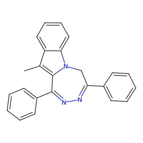 11-methyl-1,4-diphenyl-5H-[1,2,5]triazepino[5,4-a]indole structure