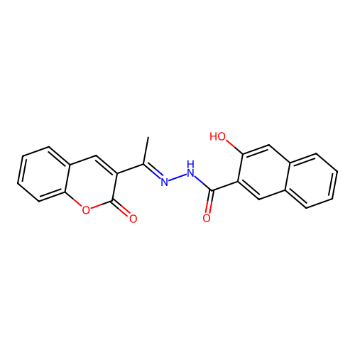 3-Hydroxy-N'-[1-(2-oxo-2H-chromen-3-yl)ethylidene]-2-naphthohydrazide structure