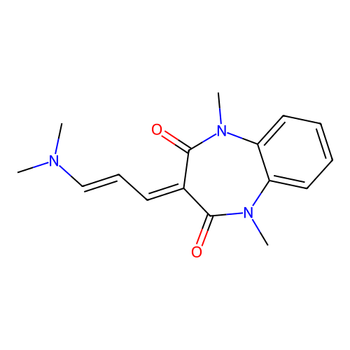 (E)-3-(3-(dimethylamino)allylidene)-1,5-dimethyl-1H-benzo[b][1,4]diazepine-2,4(3H,5H)-dione structure