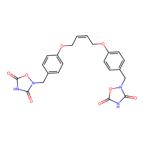 (Z)-1,4-bis[4-[(3,5-dioxo-1,2,4-oxadiazolidin-2-yl)methyl]phenoxy]-2-butene structure