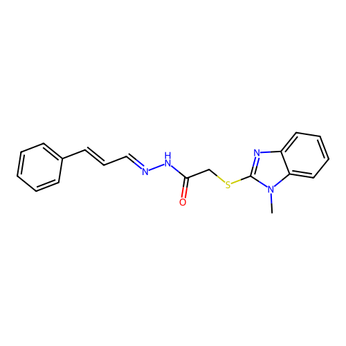 2-[(1-methyl-1H-benzimidazol-2-yl)sulfanyl]-N'-[(1E,2E)-3-phenylprop-2-en-1-ylidene]acetohydrazide structure