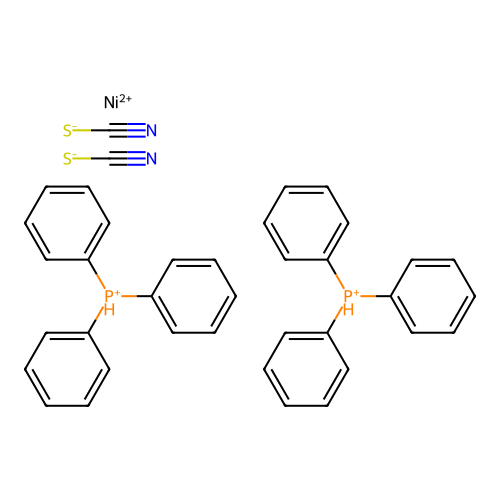Nickel(2+);bis(triphenylphosphanium);dithiocyanate structure