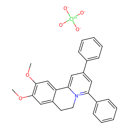 9,10-Dimethoxy-2,4-diphenyl-6,7-dihydropyrido[2,1-a]isoquinolinium perchlorate structure