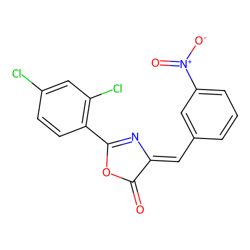 (Z)-2-(2,4-dichlorophenyl)-4-(3-nitrobenzylidene)oxazol-5(4H)-one structure