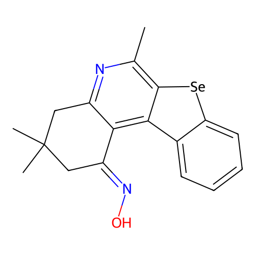 (E)-3,3,6-trimethyl-3,4-dihydrobenzo[4,5]selenopheno[2,3-c]quinolin-1(2H)-one oxime structure