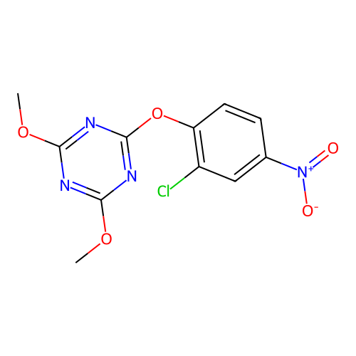 2-{2-Chloro-4-nitrophenoxy}-4,6-dimethoxy-1,3,5-triazine structure