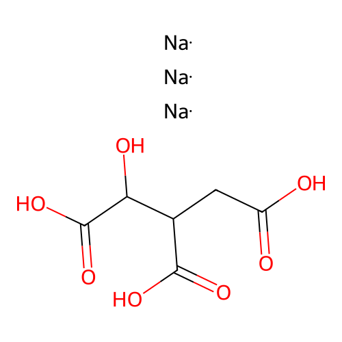 1-Hydroxypropane-1,2,3-tricarboxylic acid trisodium structure