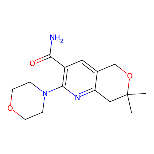 3,3-dimethyl-9-morpholin-4-yl-4-oxa-10-azabicyclo[4.4.0]deca-6,8,10-triene-8-carboxamide structure
