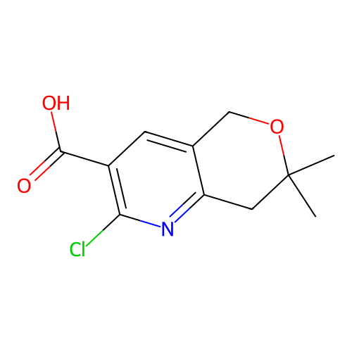2-Chloro-7,7-dimethyl-7,8-dihydro-5H-pyrano[4,3-b]pyridine-3-carboxylic acid structure