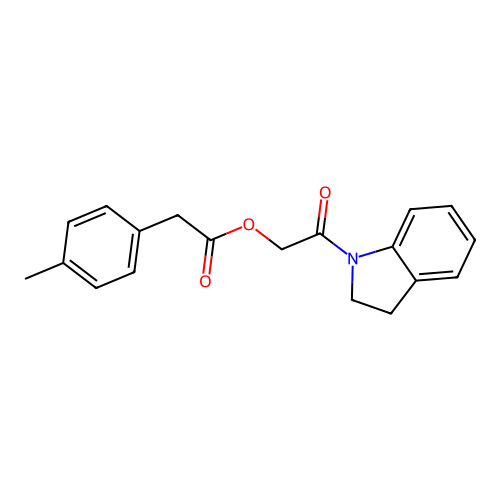 2-(2,3-dihydro-1H-indol-1-yl)-2-oxoethyl (4-methylphenyl)acetate structure