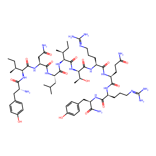 H-D-Tyr-Ile-Asn-Leu-Ile-D-Thr-Arg-Gln-Arg-D-Tyr-NH2 structure