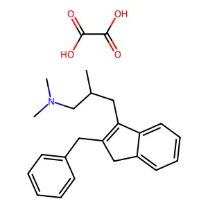 Indene-3-propylamine, 2-benzyl-N,N,beta-trimethyl-, oxalate (1:1) structure