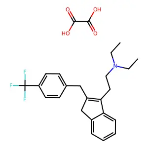 Indene-3-ethylamine, N,N-diethyl-2-(p-trifluoromethyl)benzyl-, oxalate (1:1) structure