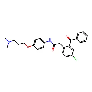 2-(2-benzoyl-4-chloro-phenyl)-N-[4-[3-(dimethylamino)propoxy]phenyl]acetamide structure