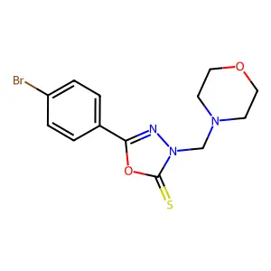 5-(4-bromophenyl)-3-(morpholin-4-ylmethyl)-1,3,4-oxadiazole-2(3H)-thione structure