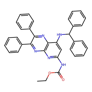 ethyl N-[8-(benzhydrylamino)-2,3-diphenylpyrido[2,3-b]pyrazin-6-yl]carbamate structure