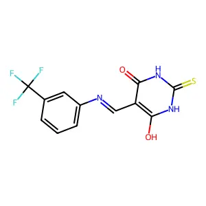 2-thioxo-5-(((3-(trifluoromethyl)phenyl)amino)methylene)dihydropyrimidine-4,6(1H,5H)-dione structure
