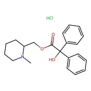 (1-Methylpiperidin-2-yl)methyl hydroxy(diphenyl)acetate--hydrogen chloride (1/1) structure