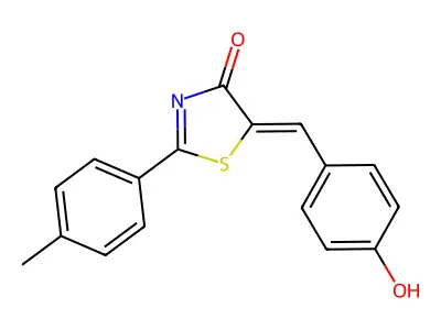 (5Z)-5-[(4-hydroxyphenyl)methylidene]-2-(4-methylphenyl)-1,3-thiazol-4-one structure