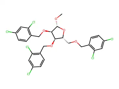 Methyl 2,3,5-tris-O-(2,4-dichlorobenzyl)-beta-D-ribofuranoside structure