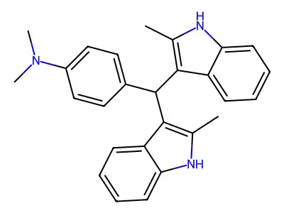 4-[bis(2-methyl-1H-indol-3-yl)methyl]-N,N-dimethylaniline structure