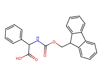 (R)-2-((((9H-fluoren-9-yl)methoxy)carbonyl)amino)-2-phenylacetic acid structure