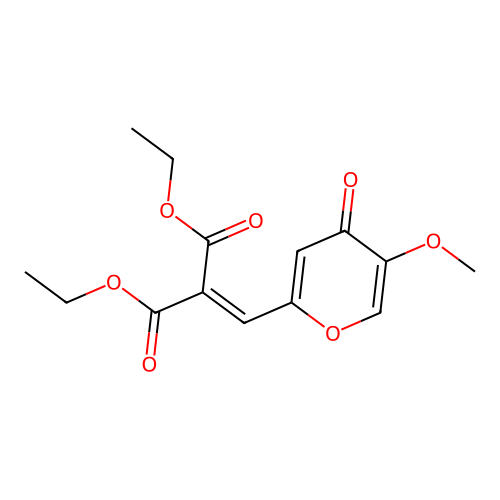 Diethyl 2-[(5-methoxy-4-oxopyran-2-yl)methylidene]propanedioate structure