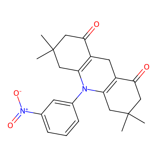 3,3,6,6-tetramethyl-10-(3-nitrophenyl)-3,4,6,7,9,10-hexahydroacridine-1,8(2H,5H)-dione structure
