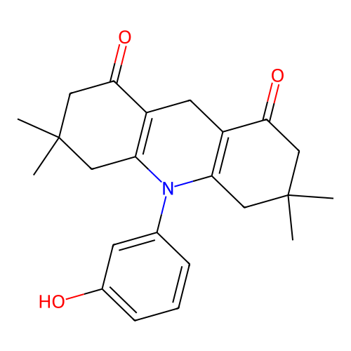 10-(3-hydroxyphenyl)-3,3,6,6-tetramethyl-3,4,6,7,9,10-hexahydroacridine-1,8(2H,5H)-dione structure