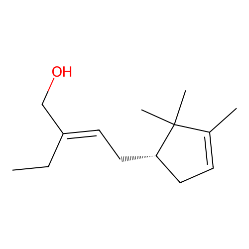 2-Ethyl-4-(2,2,3-trimethylcyclopent-3-en-1-yl)but-2-en-1-ol, (R-(E))- structure