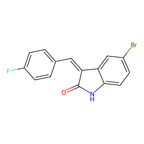 (3Z)-5-bromo-3-[(4-fluorophenyl)methylidene]-1H-indol-2-one structure