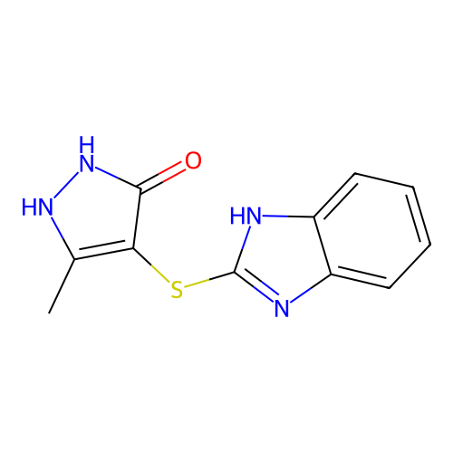 1,2-Dihydropyrazol-3-one, 4-(1H-benzoimidazol-2-ylsulfanyl)-5-methyl- structure