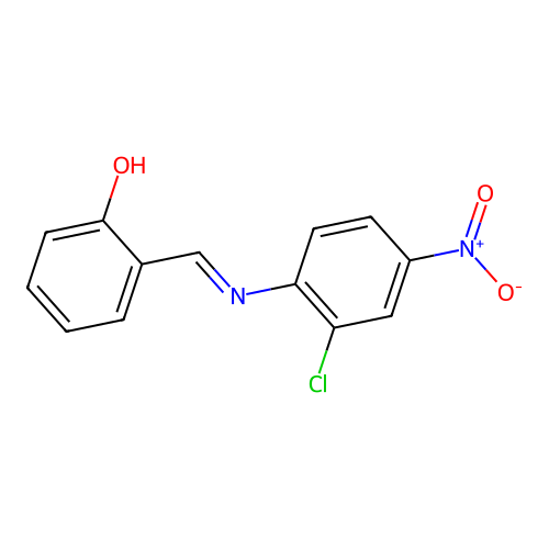 2-{(E)-[(2-chloro-4-nitrophenyl)imino]methyl}phenol structure