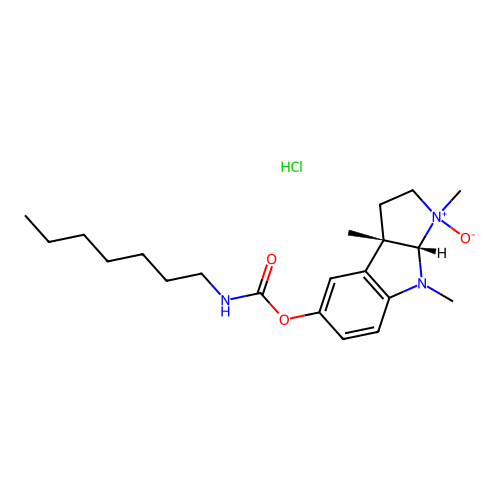 Carbamic acid, heptyl-, 1,2,3,3a,8,8a-hexahydro-1,3a,8-trimethyl-1-oxidopyrrolo(2,3-b)indol-5-yl ester, monohydrochloride, (3aS-(3aalpha,8aalpha))- structure
