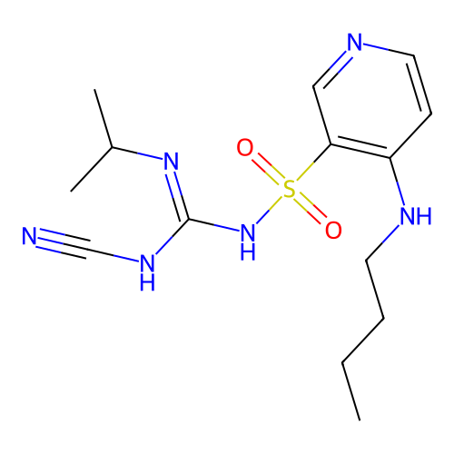 1-[4-(Butylamino)pyridin-3-ylsulfonyl]-2-cyano-3-isopropylguanidine structure