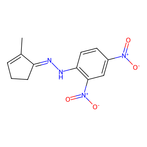 N-[(2-methylcyclopent-2-en-1-ylidene)amino]-2,4-dinitroaniline structure
