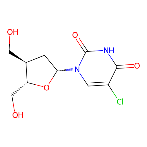 5-Chloro-2',3'-dideoxy-3'-(hydroxymethyl)uridine structure