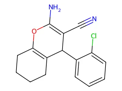 2-amino-4-(2-chlorophenyl)-5,6,7,8-tetrahydro-4H-chromene-3-carbonitrile structure