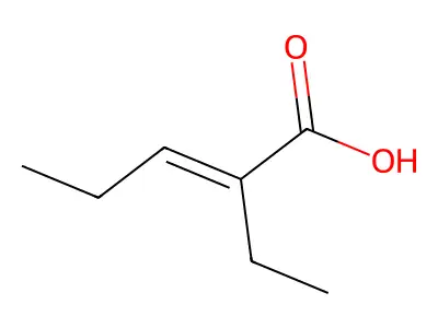 2-Pentenoic acid, 2-ethyl-, (E)- structure