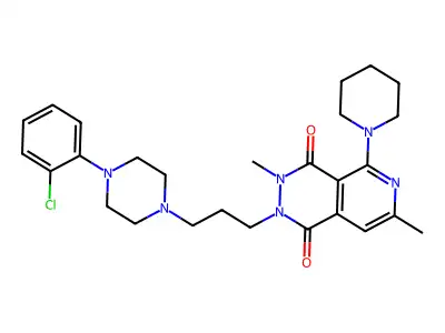 Pyrido(3,4-d)pyridazine-1,4-dione, 2,3-dihydro-2-(3-(4-(2-chlorophenyl)-1-piperazinyl)propyl)-3,7-dimethyl-5-(1-piperidinyl)- structure