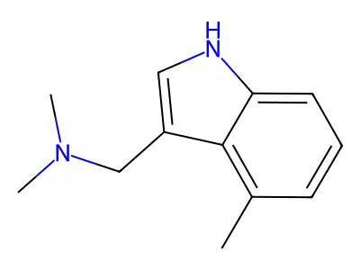 N,N-di甲基-1-(4-甲基-1H-吲哚-3-yl)methan胺 structure