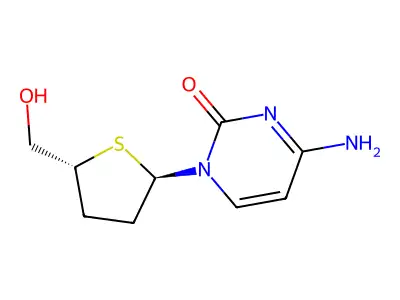 4-amino-1-[(2R,5R)-5-(hydroxymethyl)tetrahydrothiophen-2-yl]pyrimidin-2-one structure
